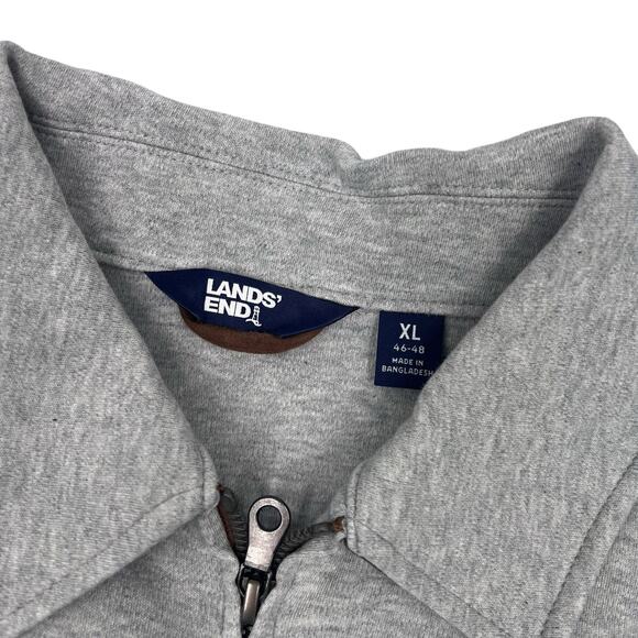 Lands' End Mens Gray Full Zip Cotton Faux Suede Contrast Jacket Sz XL - Picture 9 of 13